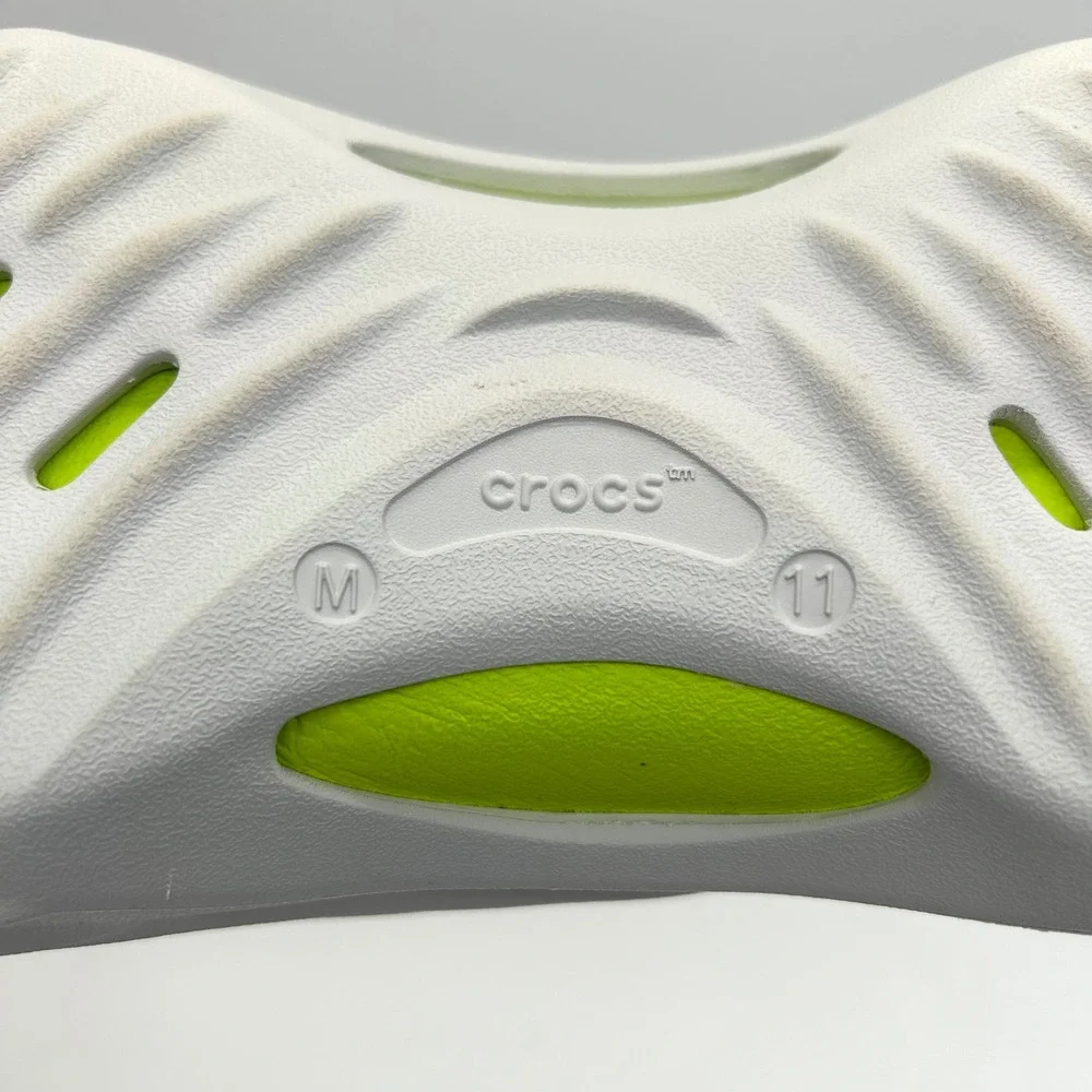Crocs Echo Wave Clogs Mens 11 Atmosphere Grey Lime Slip On Shoes Slides Sandals